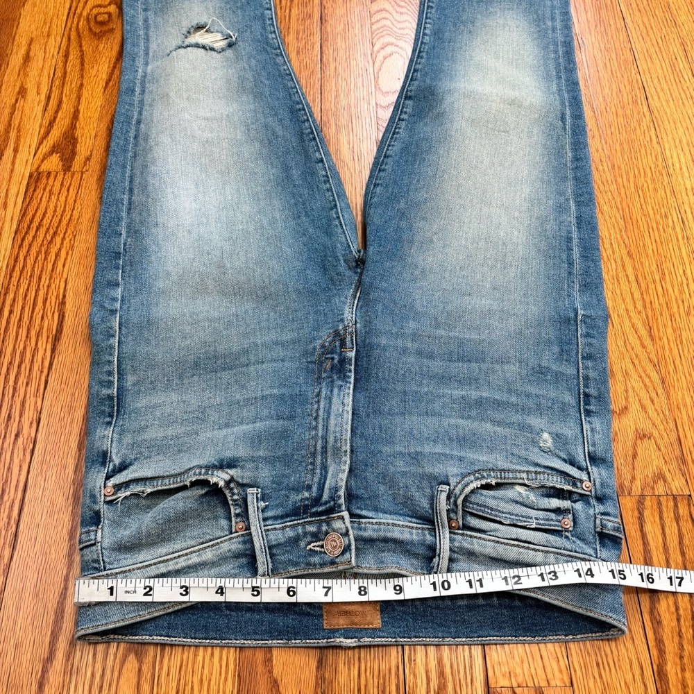 Mother Women"s 29 High Waisted Rascal Ankle Jeans Love Gun Distressed Frayed Hem - Picture 10 of 16
